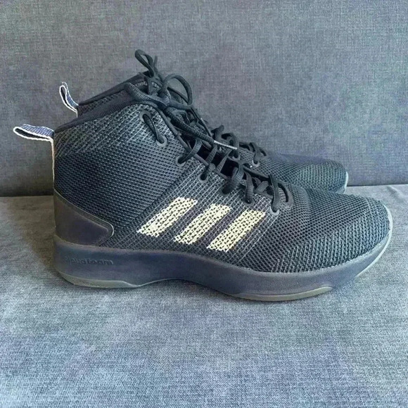 Men’s Adidas Cloudfoam Hightop Lace Up Blue and White Sneakers Size 8.5 - Picture 1 of 8